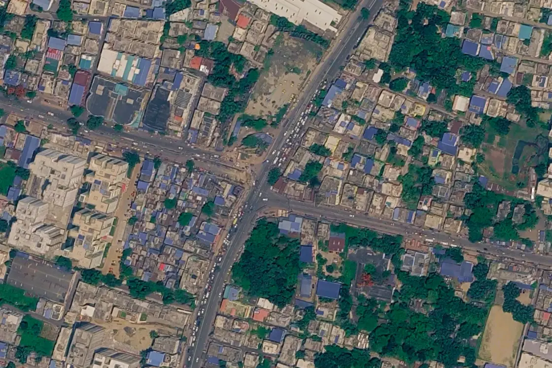 Aerial map of Madhyamgram and surrounding towns served by MFS